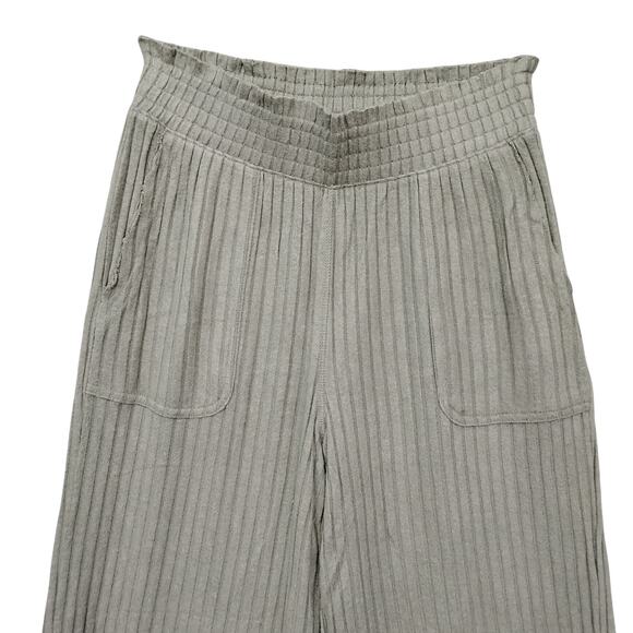 SO Ribbed Wide Pants Size Small Light Green Elastic Pullon Waistband Pockets - Picture 4 of 7